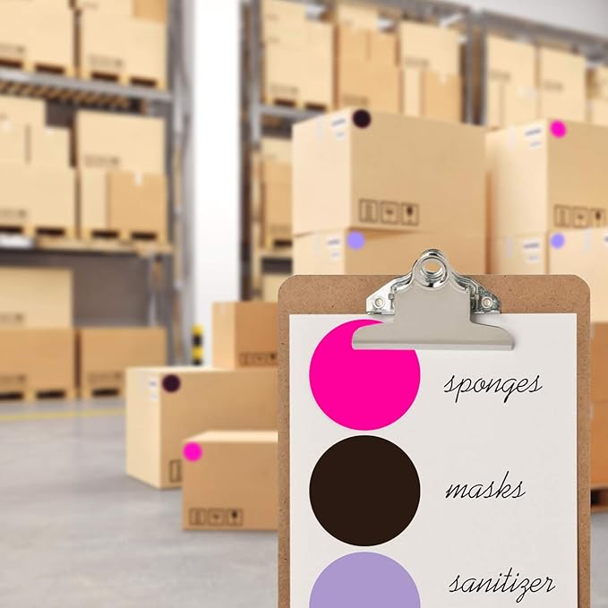ChromaLabel 3 Inch Circle Sticker Labels, High Visibility Round Sticker Labels, Removable Sticky Dots - 500 Colored Dot Stickers per Roll, Fluorescent Pink Label Stickers