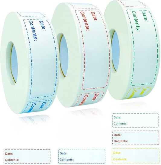 450pcs Smatagee Removable Freezer Labels,1 x 3 Inch Food Storage Stickers,Self-Adhesive Date Labels-Waterproof Oil-Resistant Easy Clean Leaves no Residue,4 Color Labels 3 Rolls