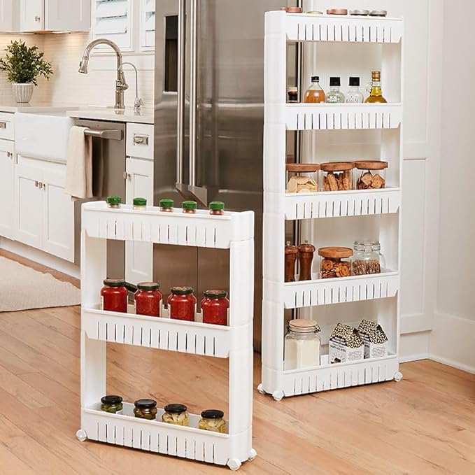 Slim Rolling Storage Kitchen Cart Utility Cart Plastic - 5 Tier