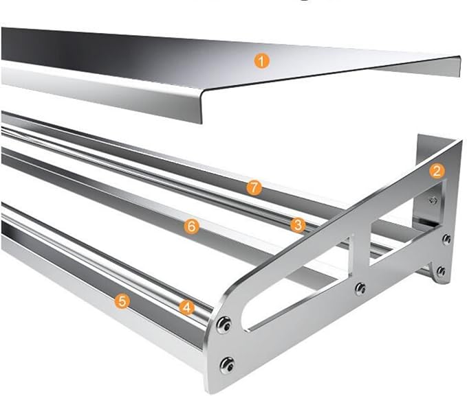 Wall Mount Metal Wall Shelf Kitchen Spice Condiment Racks 304 Stainless Steel fit Storage Rack Bedroom Bathroom Living Room Shelves (Length31.5 width13.7)