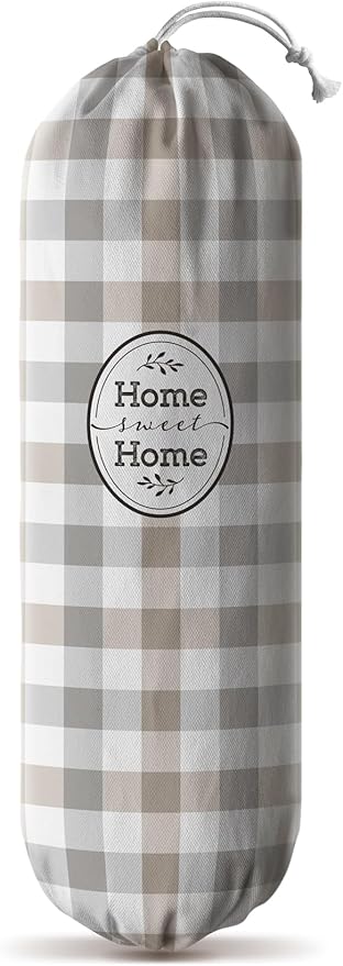 Hglian Beige Grid Plastic Bag Holder Storage,Grocery Shopping Bags Organizer Keeper Dispenser for Kicthen Extra Large