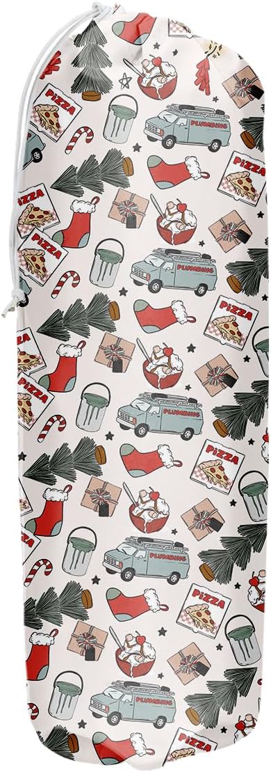 Bohemian Christmas Movie Pattern Grocery Bag Holder and Dispenser Christmas Plastic Bags Organizer Garbage Shopping Trash Bags Storage for Kitchen Home Housewarming Gifts for Women Friends