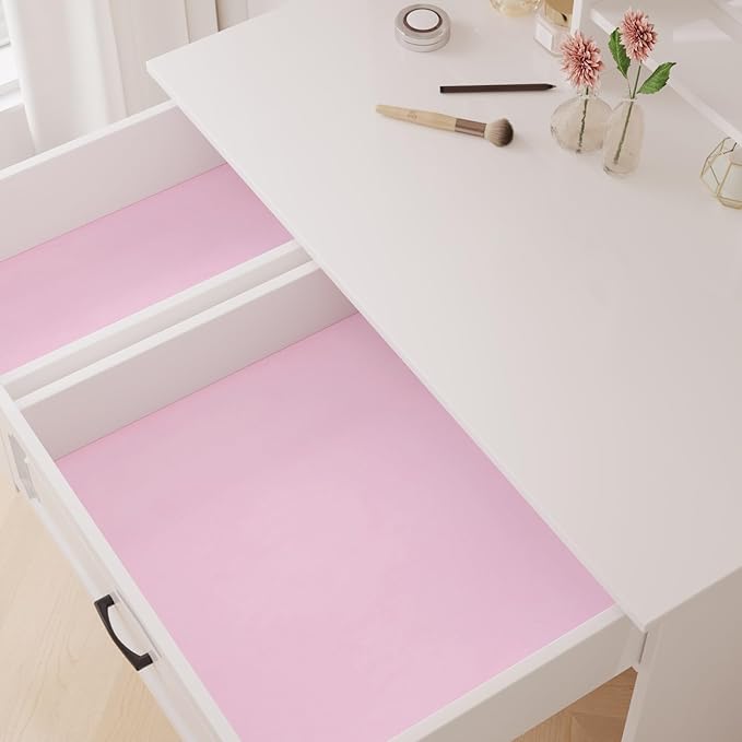 VaryPaper Self Adhesive Pink Velvet Drawer Liner 15.7" x 78.7" Soft Fabric Flocking Contact Paper for Cabinets Shelves Jewelry Box Liner Felt Lining Velvet Wallpaper Peel and Stick for Nursery Bedroom