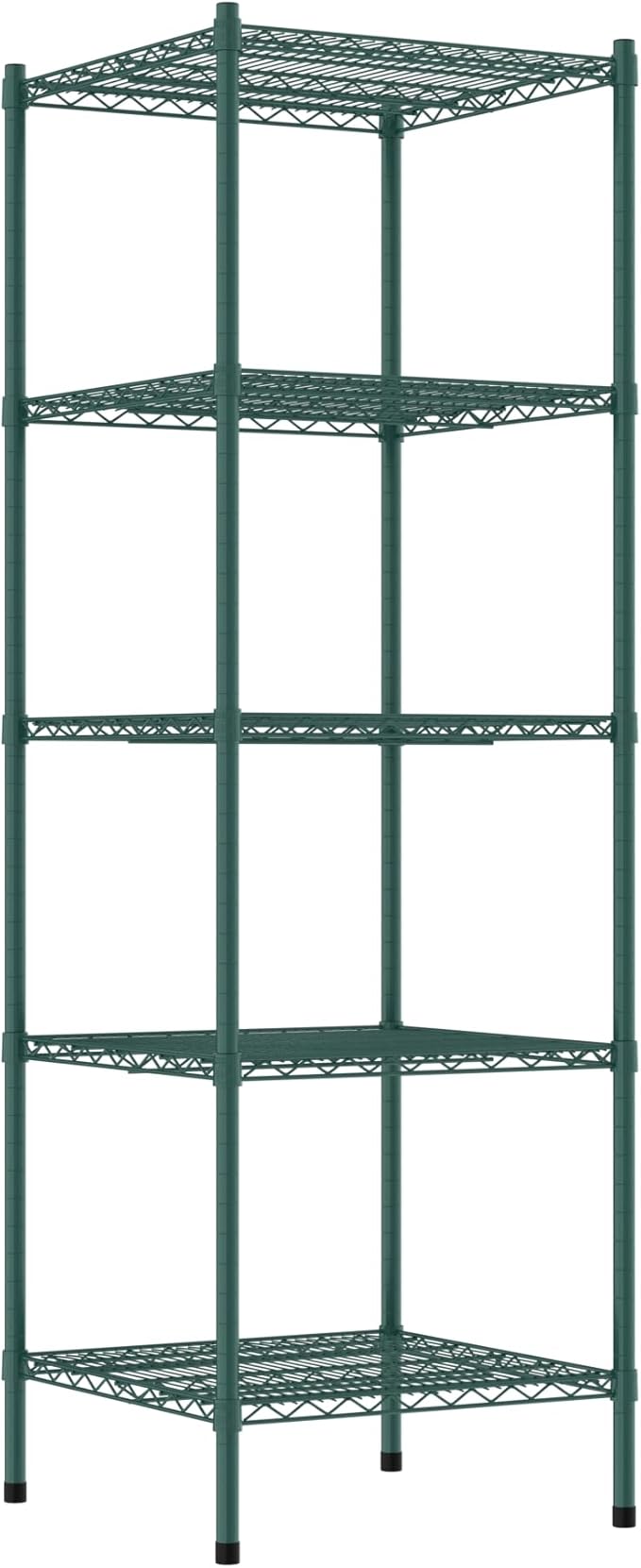 Commercial NSF Listed Green Epoxy Stationary Wire Shelving Kit 24" x 24" x 74", with 5 Shelves Perfect for Warehouse, Walk-in Refrigerator, Freezer, Grocery Store, Restaurant, Dishroom