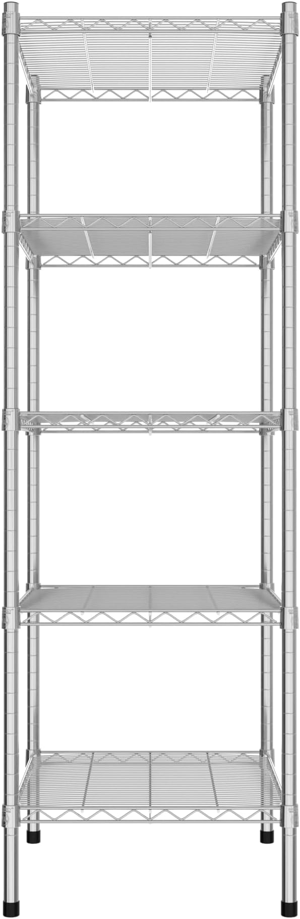 Commercial NSF Listed Chrome Stationary Wire Shelving Kit 21" x 24" x 64", with 5 Shelves Perfect for Warehouse, Walk-in Refrigerator, Freezer, Grocery Store, Restaurant, Dishroom
