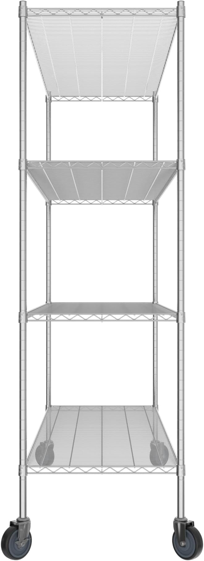 Commercial NSF Listed Chrome Mobile Wire Shelving Kit 24" x 72" x 80", with 4 Shelves Perfect for Warehouse, Walk-in Refrigerator, Freezer, Grocery Store, Restaurant, Dishroom