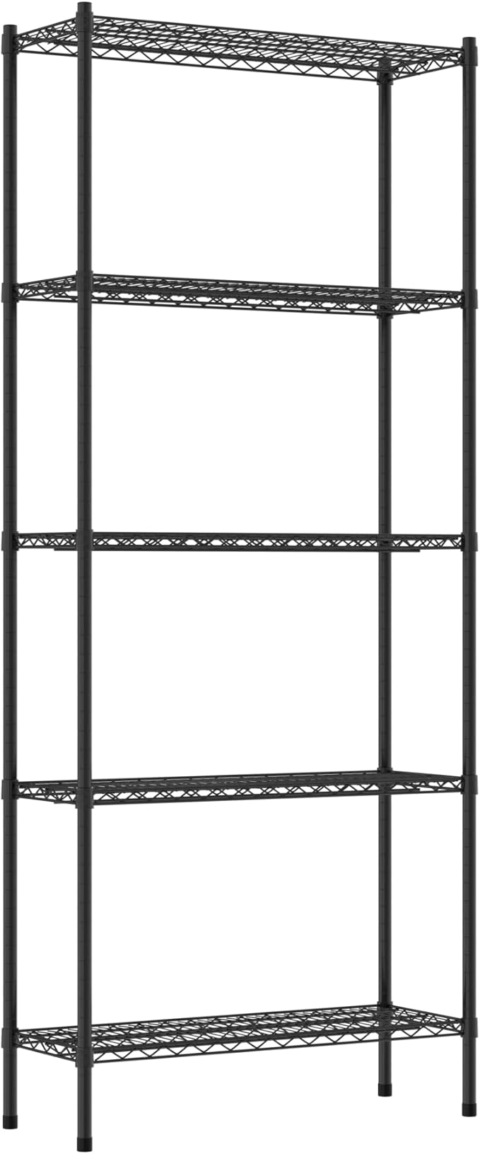Commercial NSF Listed Black Epoxy Stationary Wire Shelving Kit 14" x 36" x 86", with 5 Shelves Perfect for Warehouse, Walk-in Refrigerator, Freezer, Grocery Store, Restaurant, Dishroom