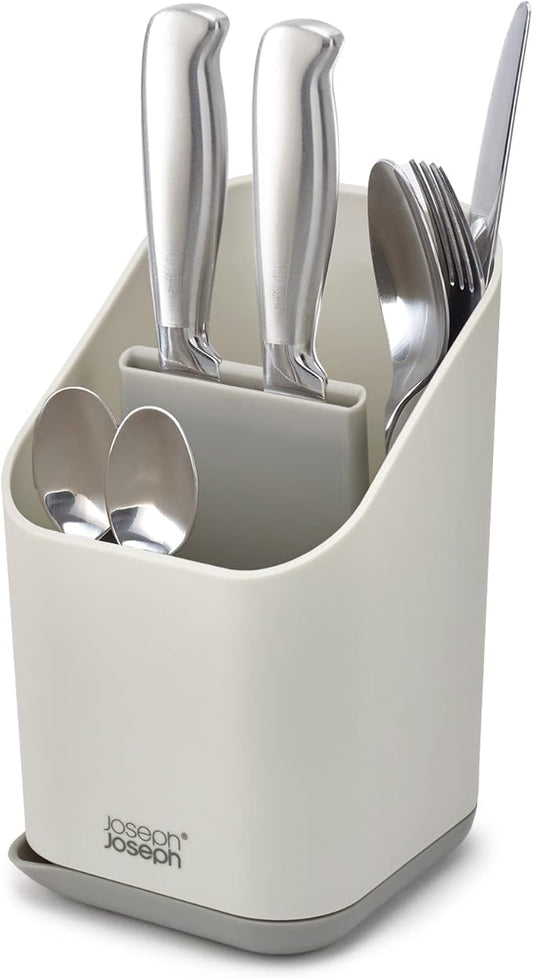 Joseph Joseph Duo Kitchen Sink Cutlery Drainer with Knife Slot, Kitchen Sink Drying Rack Cutlery Organizer, Grey