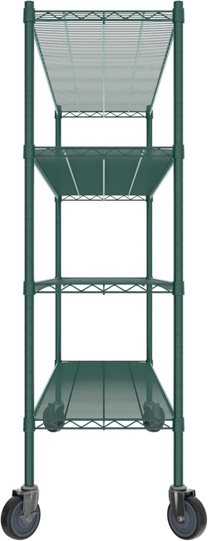 Commercial NSF Listed Green Epoxy Mobile Wire Shelving Kit 18" x 72" x 60", with 4 Shelves Perfect for Warehouse, Walk-in Refrigerator, Freezer, Grocery Store, Restaurant, Dishroom