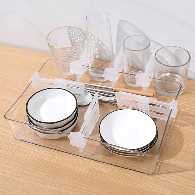 3Pcs Adjustable Refrigerator Dividers – Expandable Fridge Drawer Separator for Side Door Storage Fridge Shelf Organizer Plastic