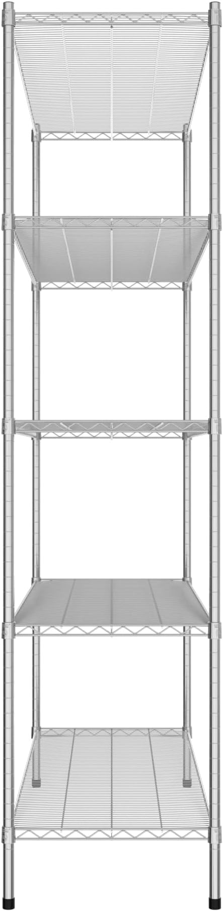 Commercial NSF Listed Chrome Stationary Wire Shelving Kit 21" x 60" x 86", with 5 Shelves Perfect for Warehouse, Walk-in Refrigerator, Freezer, Grocery Store, Restaurant, Dishroom