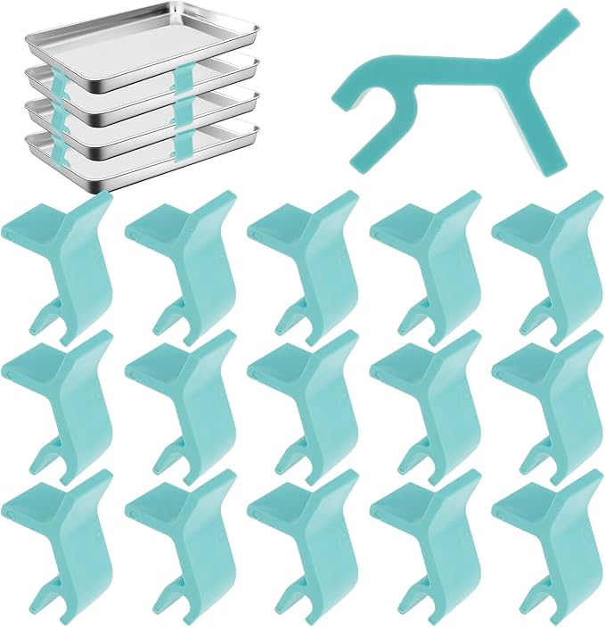 16Pcs Baking Sheet Stackers Set Space-Saving Tray Stackers Reusable Trays Stacking Holder Multipurpose Baking Tray Stackers for Freeze Dryer Trays 5x3x2.5 cm