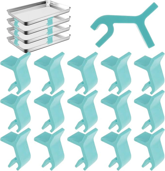 16Pcs Baking Sheet Stackers Set Space-Saving Tray Stackers Reusable Trays Stacking Holder Multipurpose Baking Tray Stackers for Freeze Dryer Trays 5x3x2.5 cm