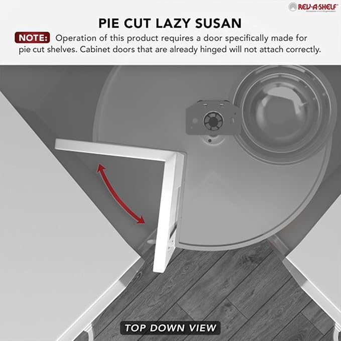 Rev-A-Shelf 28" Dual Tier Pie-Cut Lazy Susan Organizer for Base Corner Kitchen Cabinets, Two Plastic Home Storage Shelves, Almond, LD-2942-28-15-1