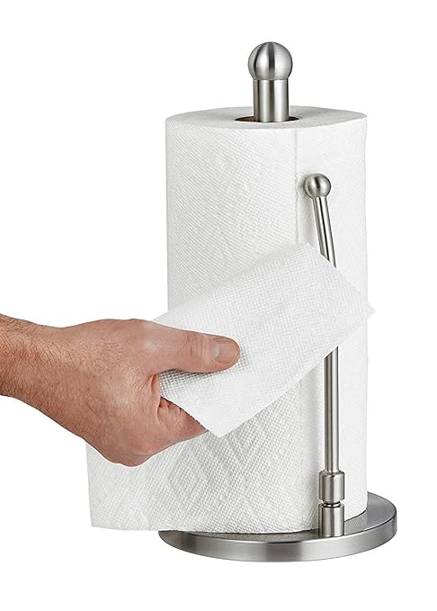 Alpine Industries Countertop Paper Towel Holder - Stainless Steel Kitchen Napkin Roll Dispenser Stand for Home, Office, Bathroom (Steel-Lite)