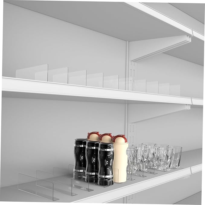 10pcs Commodity Divider Plastic Storage Shelves Clear Shelf Retail Holders L- Shaped Side Divider Shelf for Fridge Bookshelf Acrylic