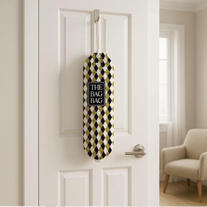 The Bag Bag Grocery Bags Holder, Argyle Buffalo Check Plaid Grocery Bags Holder Organizer For Shopping Sack, Reusable Hanging Trash Sack Dispenser, Kitchen Gift For Women Family Friends Grandma Mom