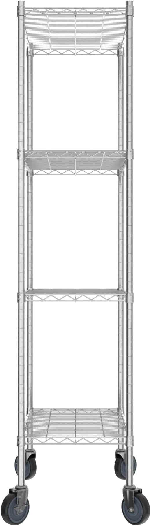 Commercial NSF Listed Chrome Mobile Wire Shelving Kit 18" x 30" x 80", with 4 Shelves Perfect for Warehouse, Walk-in Refrigerator, Freezer, Grocery Store, Restaurant, Dishroom