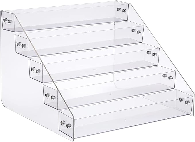 Tiered Spice Rack Acrylic, Spice Rack Shelf Seasoning Organizer for Countertop, Cabinet, Pantry, Kitchen Storage - 5 Tier