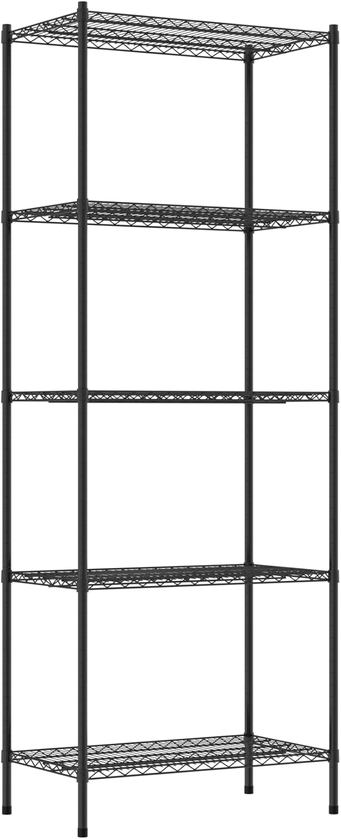Commercial NSF Listed Black Epoxy Stationary Wire Shelving Kit 21" x 36" x 96", with 5 Shelves Perfect for Warehouse, Walk-in Refrigerator, Freezer, Grocery Store, Restaurant, Dishroom
