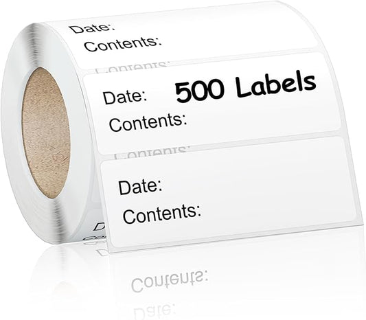 Kingtac 500pcs Food Freezer Labels, 1 x 3 Inch Removable for Food Containers, Mason Jar, No Residue Food Storage Labels Perfect for Kitchen Cannot be Torn
