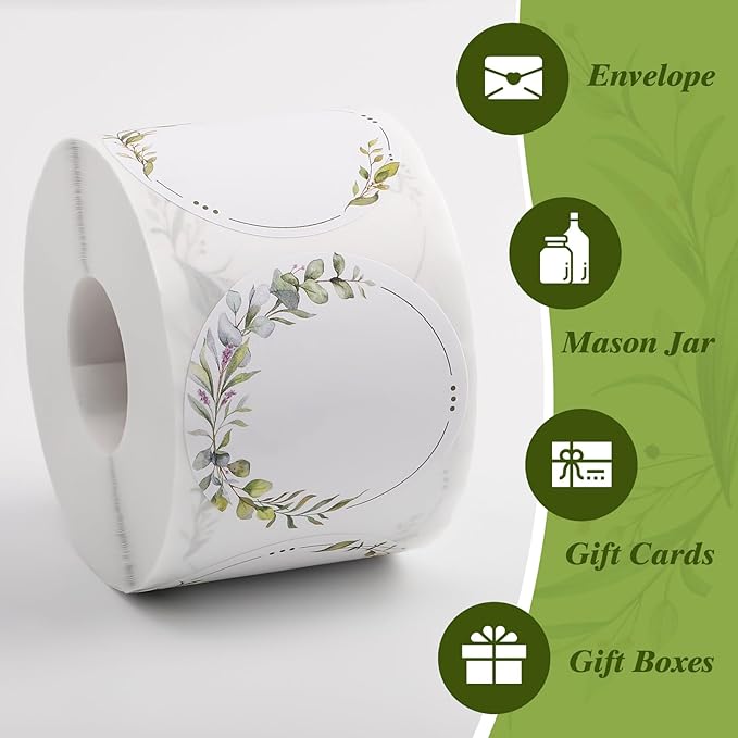 600 Pcs 2" Canning Labels for Jar Christmas Gift Tag Stickers, Wreath Designs Round for Jars Lids Spice Bottle Labels with 3 Pattern Designs