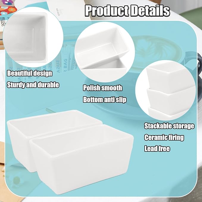 Ceramic Sugar Packet Holders, 8 Pack 5 Oz Sugar Packet Organizer Porcelain Sugar Bag Bowl Tea Bag Bowl For Kitchen, Cafe, Restaurant, 4.2" L X 2.4" W X 2" H