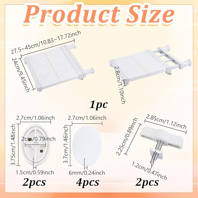 AHANDMAKER 2pcs Closet Tension Shelf Adjustable Pantry Organizers Shelf Scalable Layered Divider Separator for Kitchen Cabinet Wardrobe Bathroom Countertop Home Storage, White