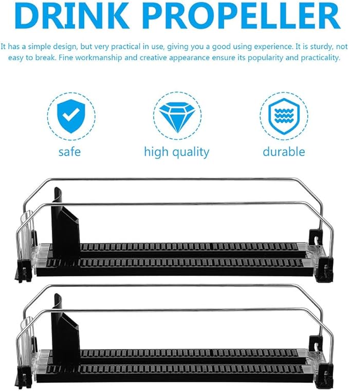 iplusmile Automatic Drink Pusher Sliding System for Refrigerator Beverage Organizer Plastic Shelf Clips for Easy Installation 12.40X3.54X6.69 Inches