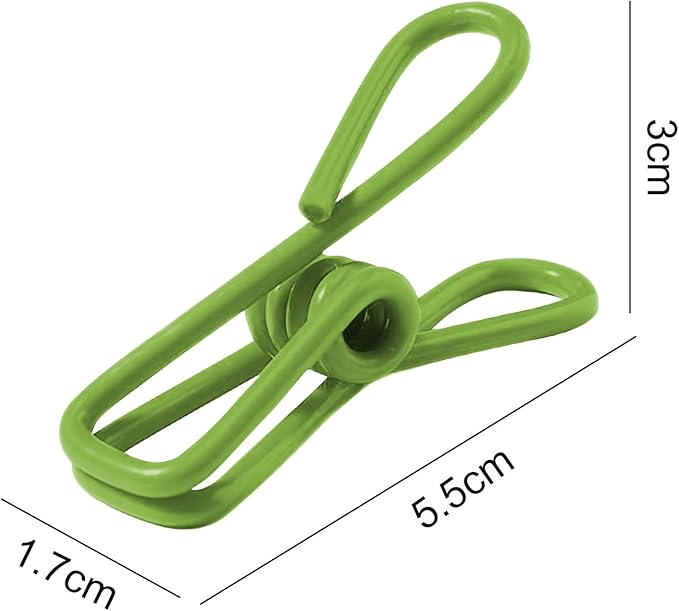 Multipurpose Metal Bag Clips - 2 Inch Colorful Sealer for Sealing Food, Paper Holder, Clothesline Clip for Laundry Hanging, Kitchen Bags (Grass Green, 10PCS)