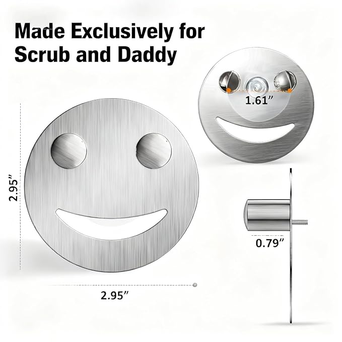 Stainless Steel Smiley Face Dish Sponge Holder, Silver Sink Caddy Organizer Storage with Suction Cup for Kitchen, Kitchen Sink Accessories Decor Scrubber Holder with Gift Box