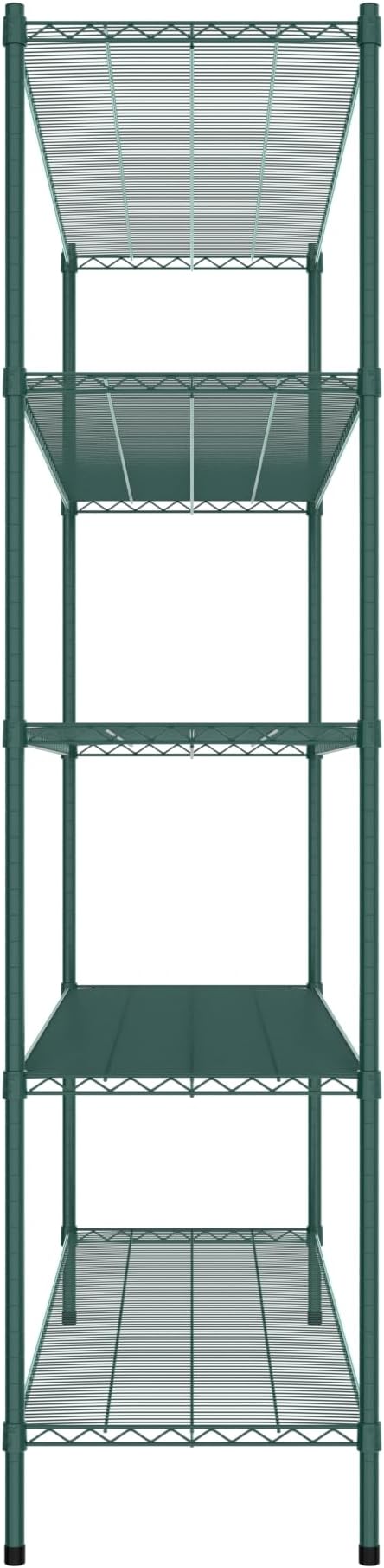 Commercial NSF Listed Green Epoxy Stationary Wire Shelving Kit 21" x 72" x 86", with 5 Shelves Perfect for Warehouse, Walk-in Refrigerator, Freezer, Grocery Store, Restaurant, Dishroom