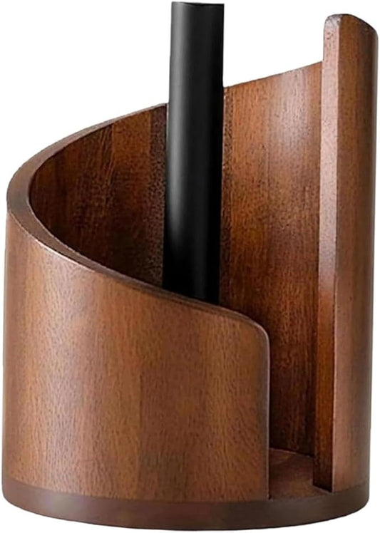 Countertop Paper Towel Holder Kitchen Roll Dispenser Wood Anti Slip Standing Paper Roll Holder for Farmhouse Bathroom Hotel