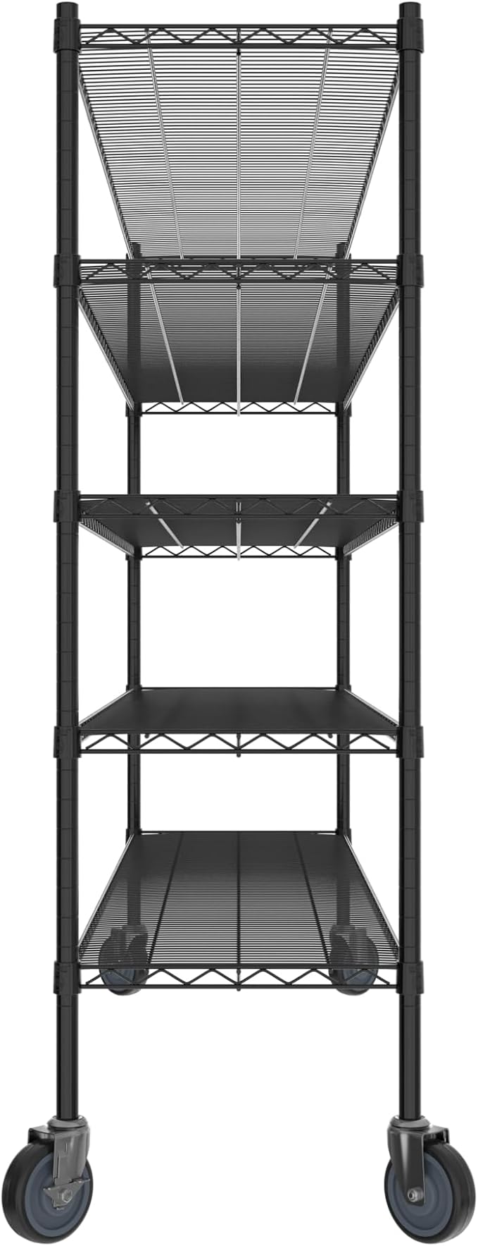 Commercial NSF Listed Black Epoxy Mobile Wire Shelving Kit 18" x 72" x 60", with 5 Shelves Perfect for Warehouse, Walk-in Refrigerator, Freezer, Grocery Store, Restaurant, Dishroom