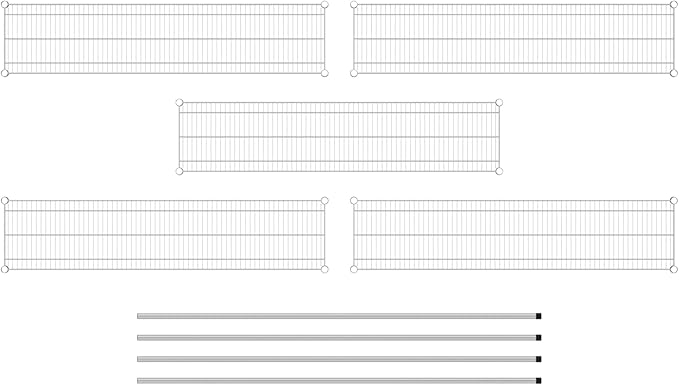 Commercial NSF Listed Chrome Stationary Wire Shelving Kit 14" x 60" x 74", with 5 Shelves Perfect for Warehouse, Walk-in Refrigerator, Freezer, Grocery Store, Restaurant, Dishroom