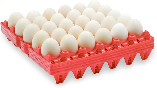 Aqwxc 4-Pack Plastic Egg Tray Egg Crate, 30-Egg Flats for Home Chicken Farmers, Stackable & Durable, Great for Storing, Sorting & Shipping, and Reusable (4-Pack Red)