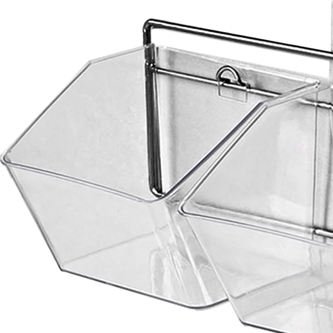 Wall Mounted Storage Container, 3 Storage Grid Clear Plastic Self-Adhesive Hanging Onion and Potato Storage with Metal Rack and Traceless Sticker for Kitchen/Bathroom/Organizer Pantry