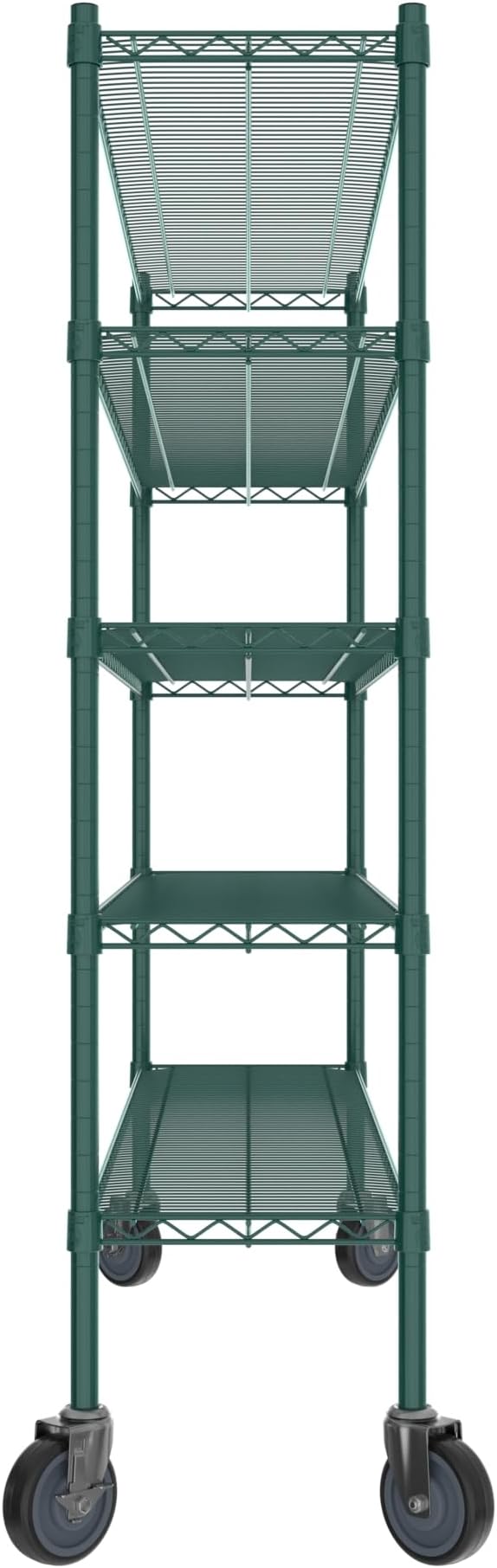 Commercial NSF Listed Green Epoxy Mobile Wire Shelving Kit 14" x 60" x 60", with 5 Shelves Perfect for Warehouse, Walk-in Refrigerator, Freezer, Grocery Store, Restaurant, Dishroom