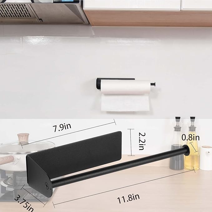 Paper Towel Holders Magnetic Steel Black Towel Roll Holders with Strong Magnetic Backing - Fit for Large Paper Towels-for Kitchen,Refrigerator,Grill,Garage,Shop