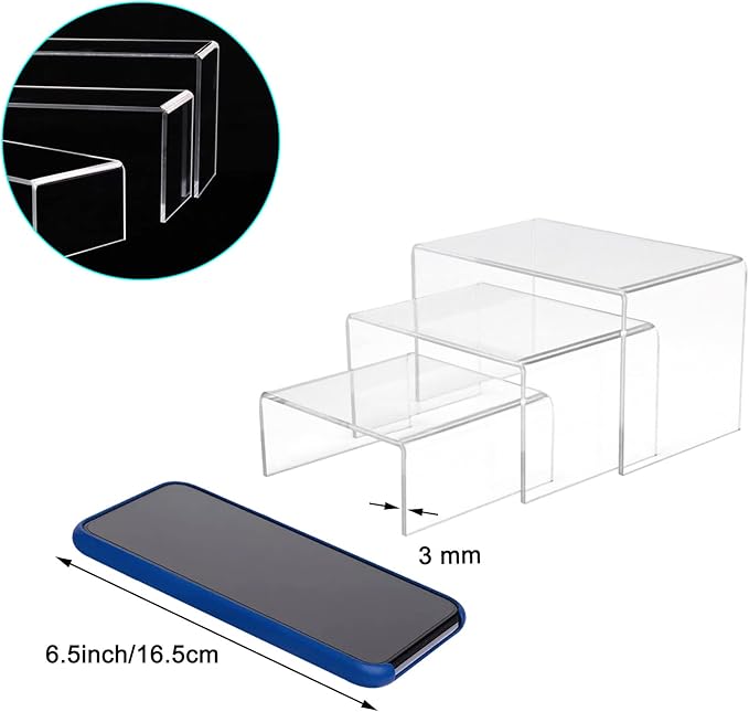 2 Sets Acrylic Display Risers(3",4",5") Clear Product Stand,Cupcakes Holder Dessert Transparent Showcase Stands, Candy Bar Risers, Lifts for Figures