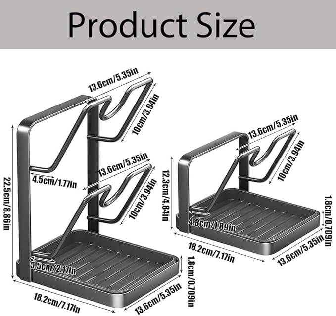 Kitchen Pot Lid Storage Rack, Lid Holder While Cooking, Countertop Organizer Rack for Counter with Removable Drip Tray, Stainless Stand with Tray Spoon Rest for Stove Top(Beige-Single layer)