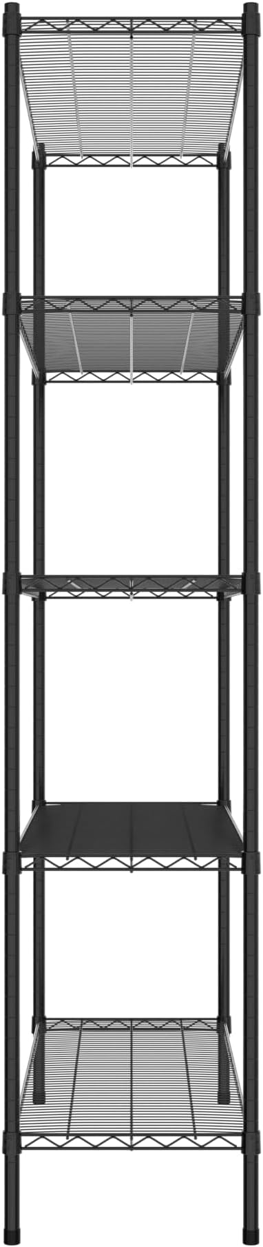 Commercial NSF Listed Black Epoxy Stationary Wire Shelving Kit 18" x 48" x 86", with 5 Shelves Perfect for Warehouse, Walk-in Refrigerator, Freezer, Grocery Store, Restaurant, Dishroom