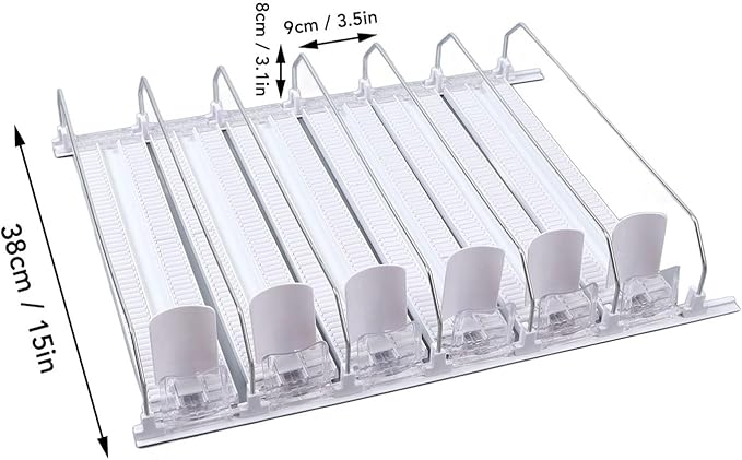 FLEXMAN Drink Organizer for Fridge, 6 Rows Adjustable Width Spring Loaded Drink Dispenser, Beverage Dispenser, Water Bottle Organizer for Soda, Beer, Wine, Sparkling Wine (White)