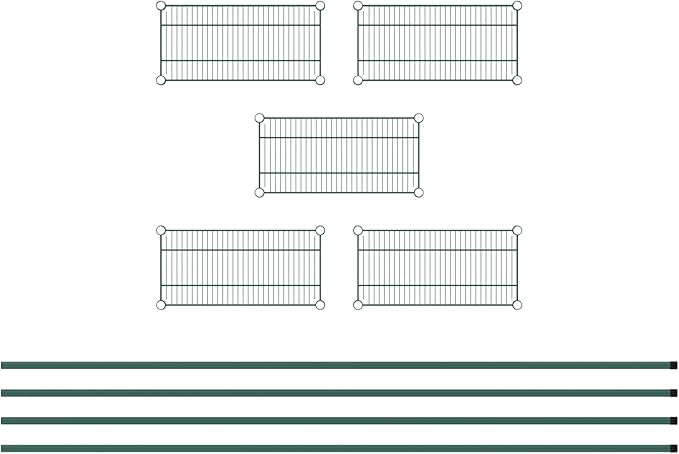 Commercial NSF Listed Green Epoxy Stationary Wire Shelving Kit 12" x 24" x 96", with 5 Shelves Perfect for Warehouse, Walk-in Refrigerator, Freezer, Grocery Store, Restaurant, Dishroom