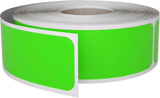Royal Green Rectangular Colored Sticker 1x3 inch (7.5cm x 2.5cm) Neon Green Labels on a Roll 250 Pack