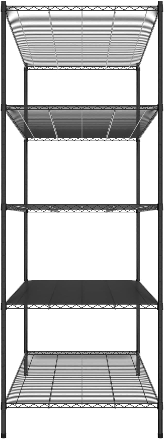 Commercial NSF Listed Black Epoxy Stationary Wire Shelving Kit 36" x 72" x 96", with 5 Shelves Perfect for Warehouse, Walk-in Refrigerator, Freezer, Grocery Store, Restaurant, Dishroom