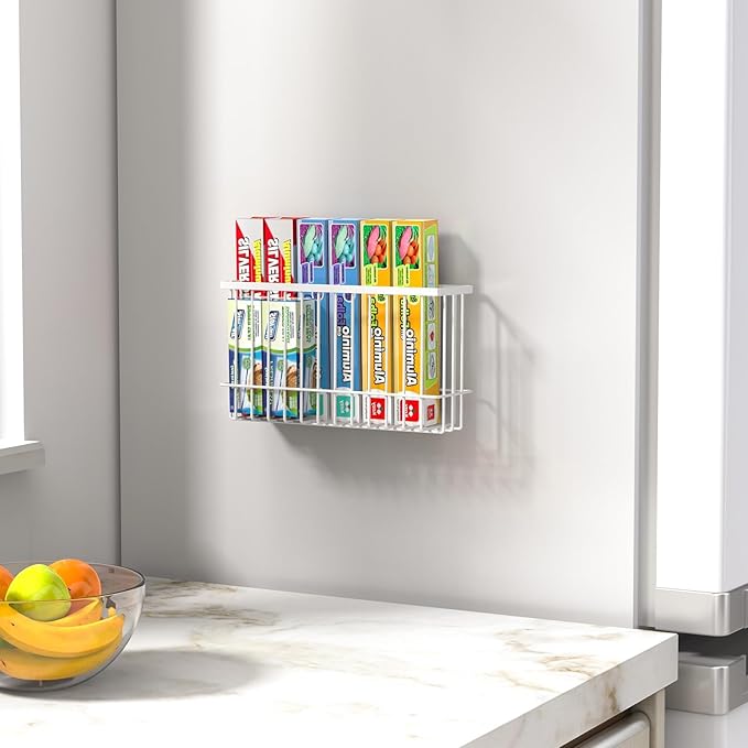 NiHome Magnetic Metal Basket Organizers, 2PCS Medium & Small, Versatile Storage for Kitchen & Office Holds Up to 14 lbs, Easy Attach to Refrigerator or Any Magnetic Surface(White)