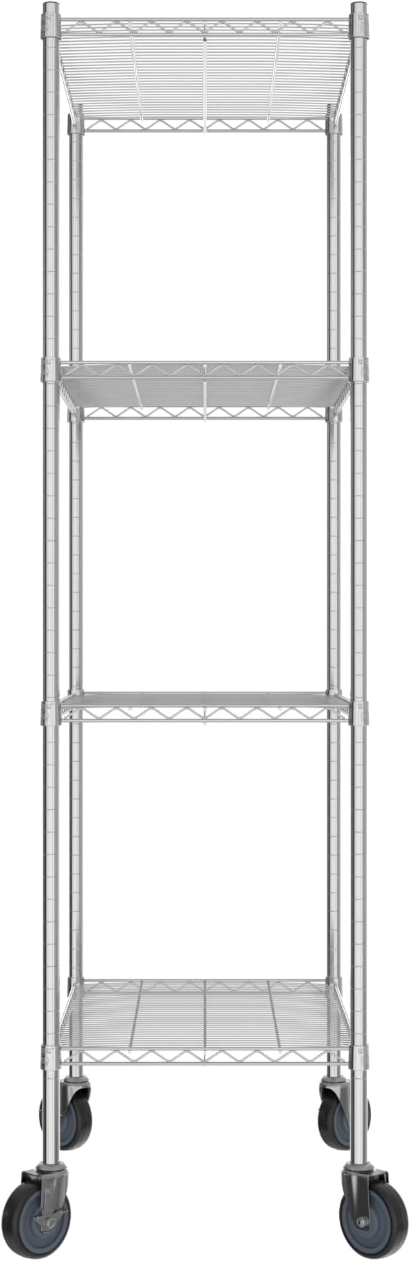 Commercial NSF Listed Chrome Mobile Wire Shelving Kit 21" x 30" x 80", with 4 Shelves Perfect for Warehouse, Walk-in Refrigerator, Freezer, Grocery Store, Restaurant, Dishroom