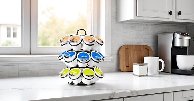 K Cup Holder, Coffee Pod Holder for Keurig, Coffee Pod Storage Organizer for K-cups, Compatible with Keurig Pods and Dolce Gusto, Holds 27 Pods, 360-Degrees Rotating -Black