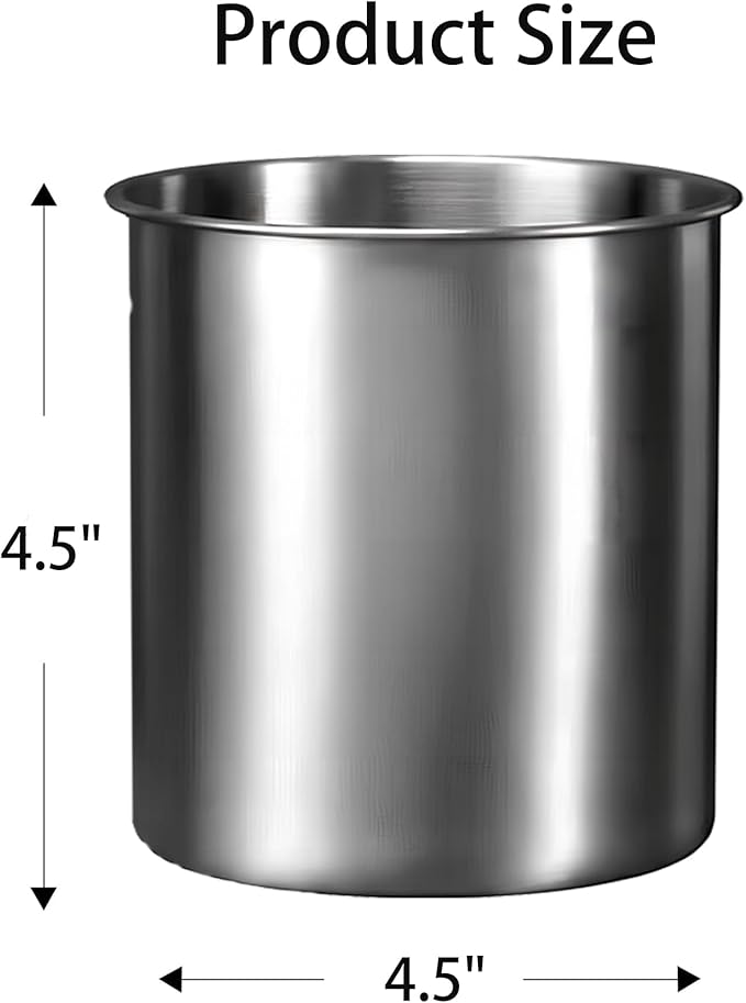 Stainless Steel Utensil Holder - Utensil Caddy, Weighted Base for Stability - Utensil Crock and Countertop Utensil Organizer, Stainless Steel Caddy